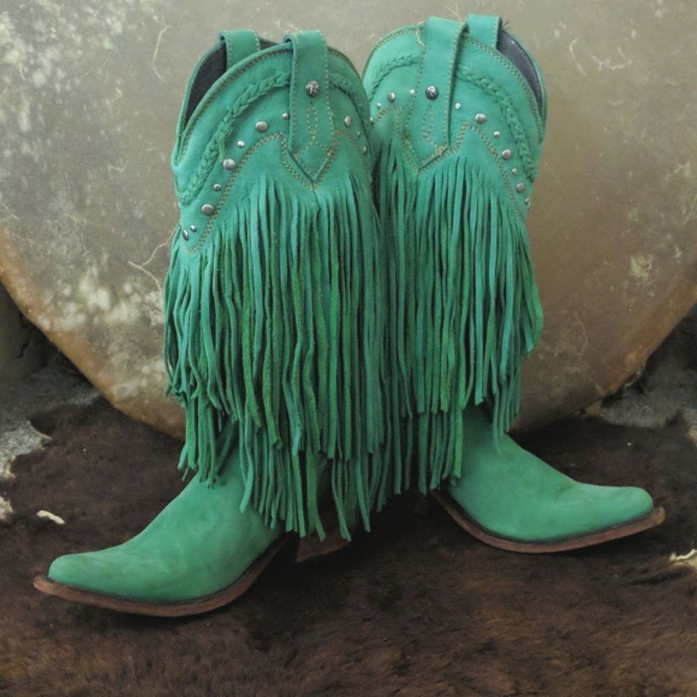LIBERTY BLACK Vegas Turquesa LB71124 fringed cowgirl western boots sz 6.5 EUC - Picture 9 of 16